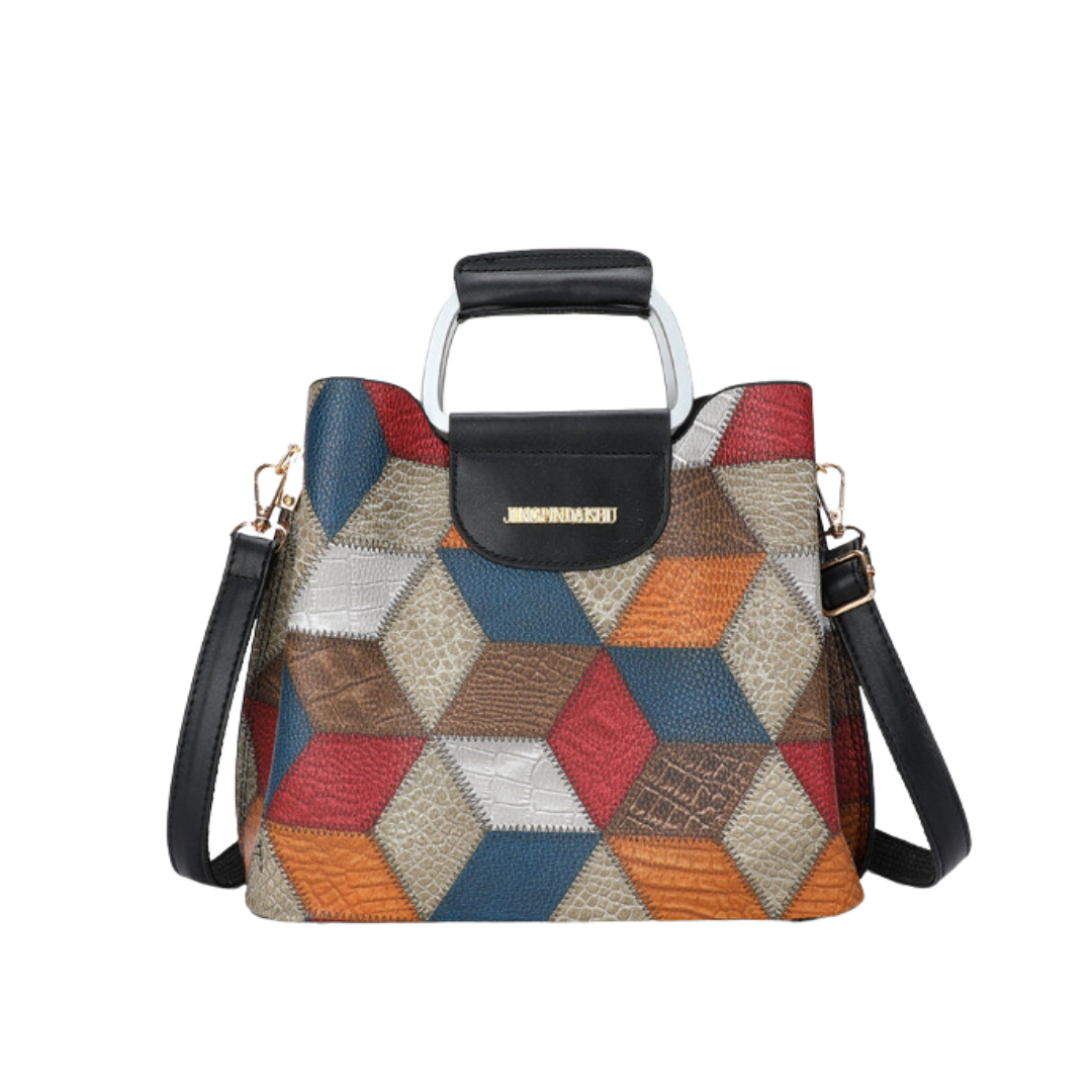 Striped Plaid Multi-Compartment Crossbody Bag