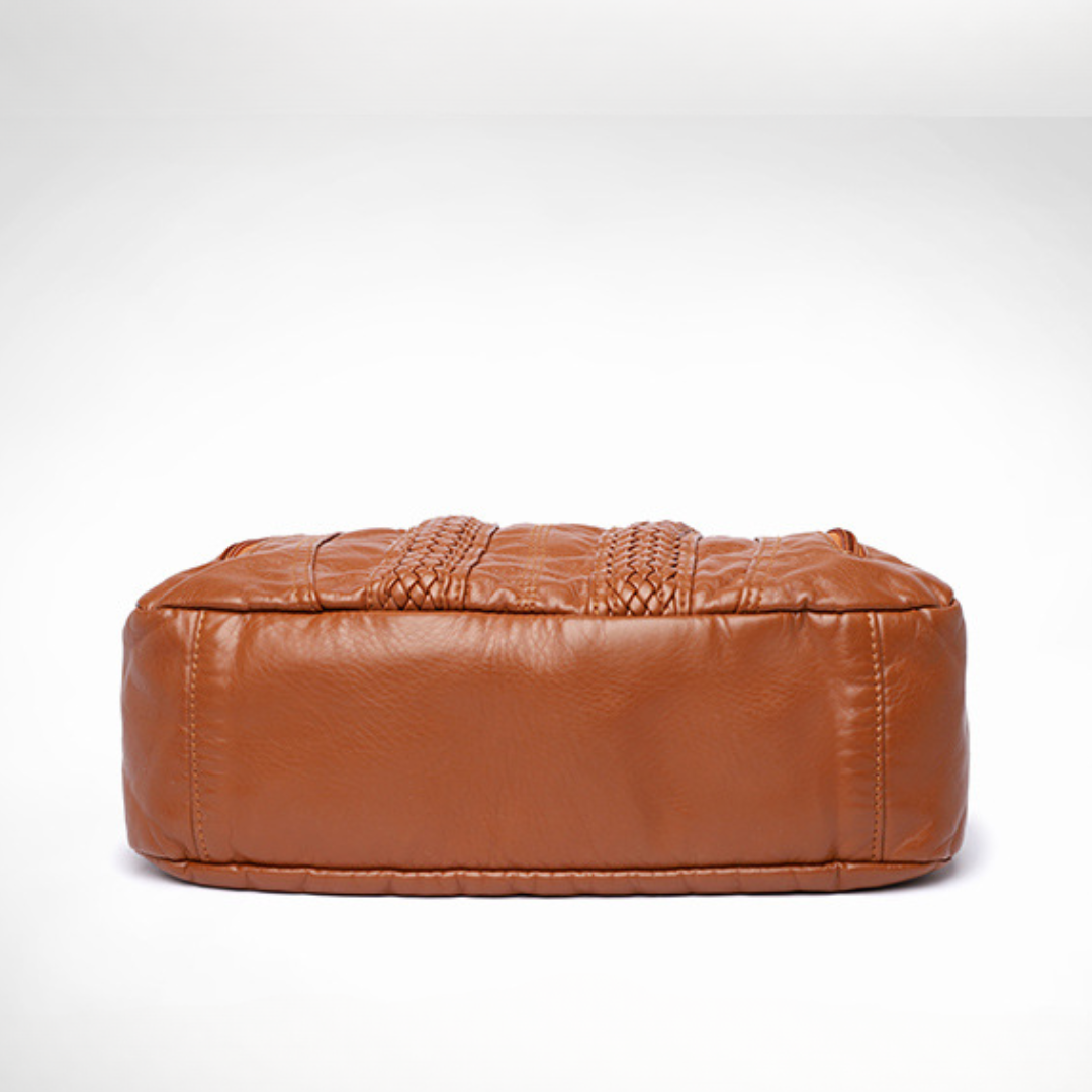 Washed Leather Street Style Mom Shoulder Bag