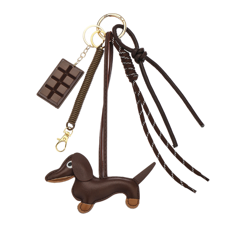 Leather Dachshund Puppy Bag Charm