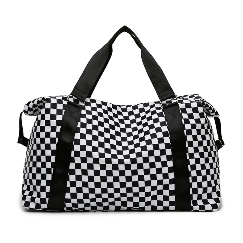 Plaid Oxford Gym Bag with Dry and Wet Separation