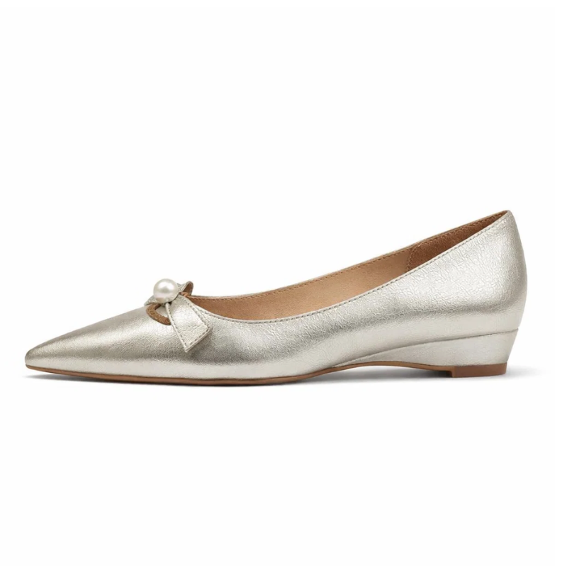 Bow-Tie Pointed Toe Wedge Heel Pumps