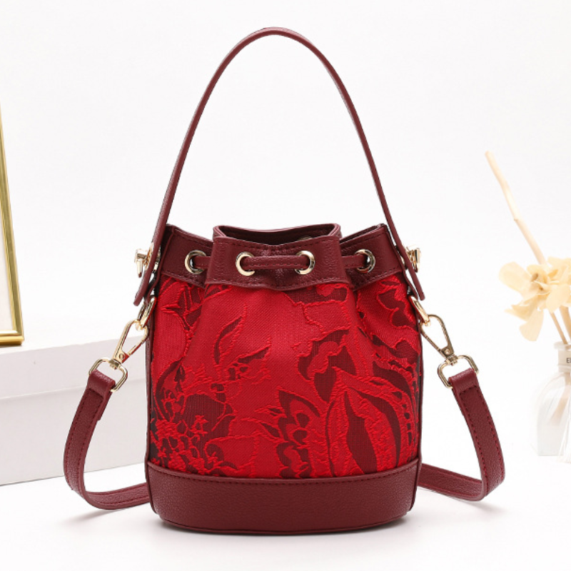 Red Wedding Bucket Bag for Brides