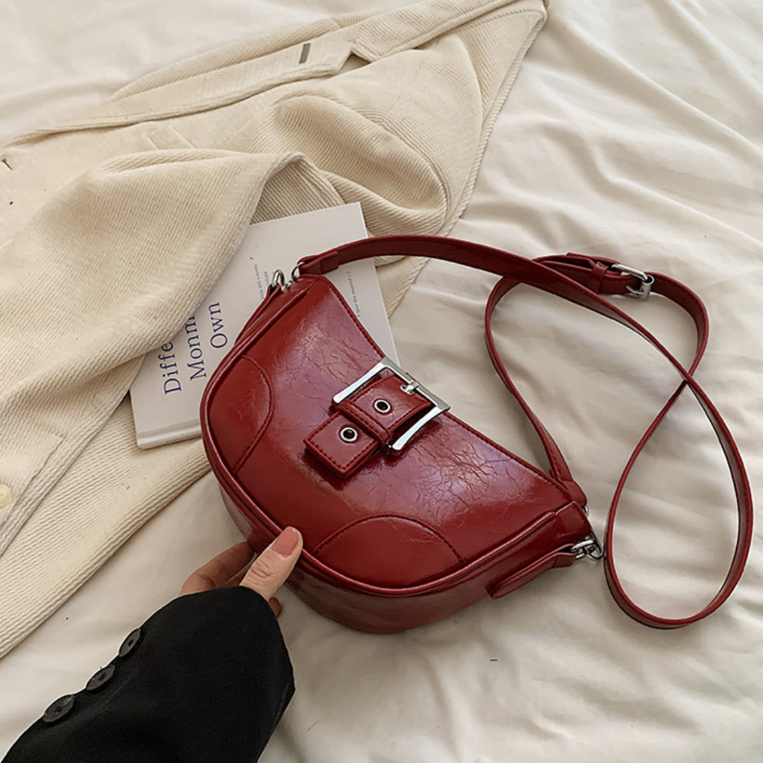 Waxed Faux Leather Retro Saddle Crossbody Messenger Bag