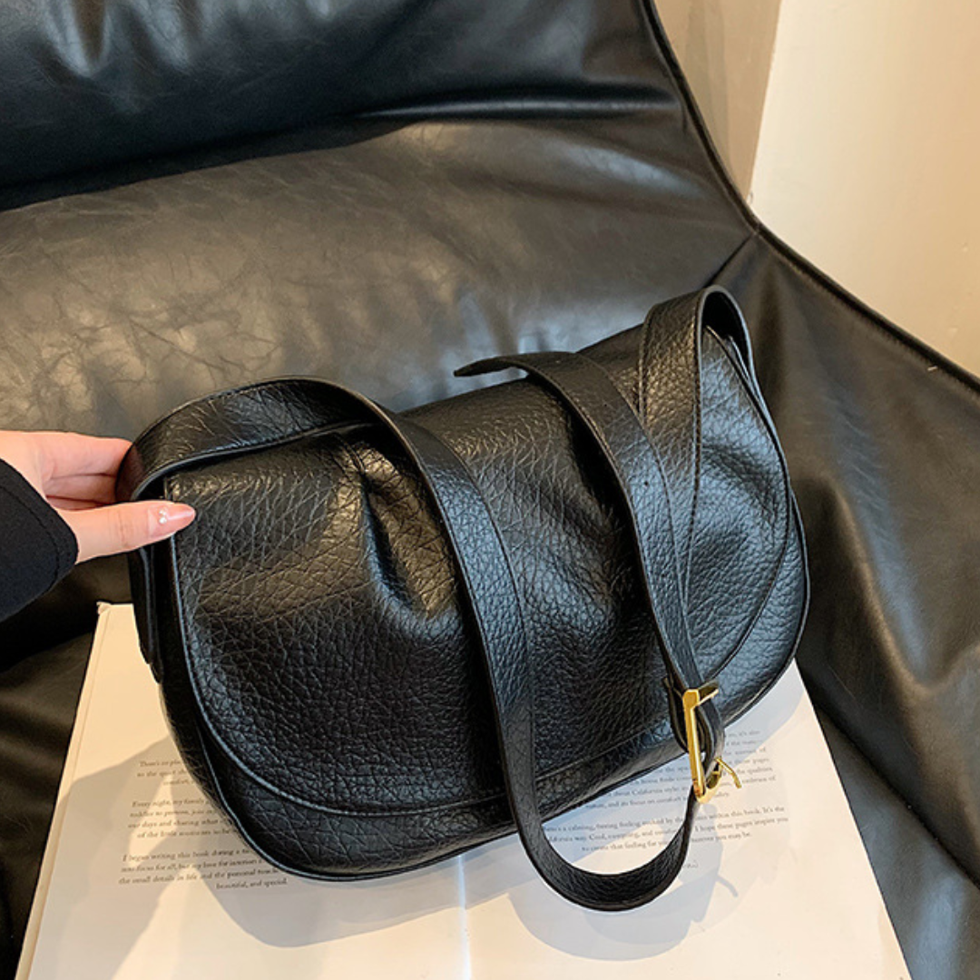 Textured Pleated Autumn Saddle Shoulder Messenger