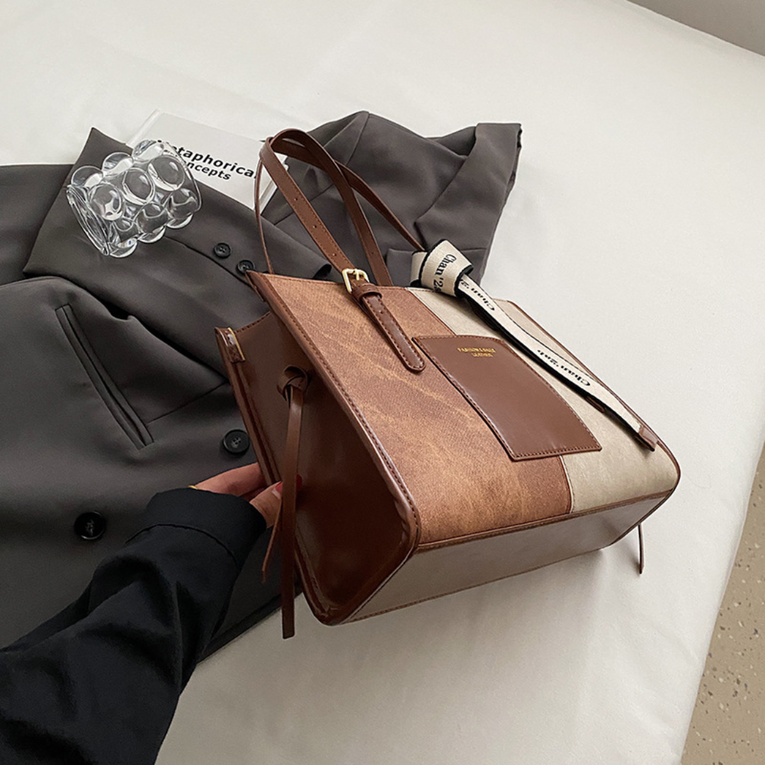 Contrast Color Underarm One-Shoulder Tote Bag
