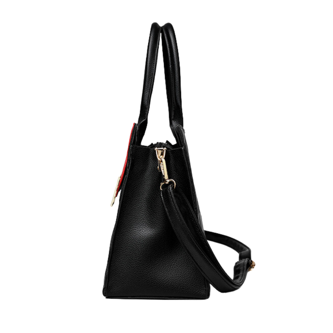 Contrast Stitch Soft Leather Large Shoulder Tote