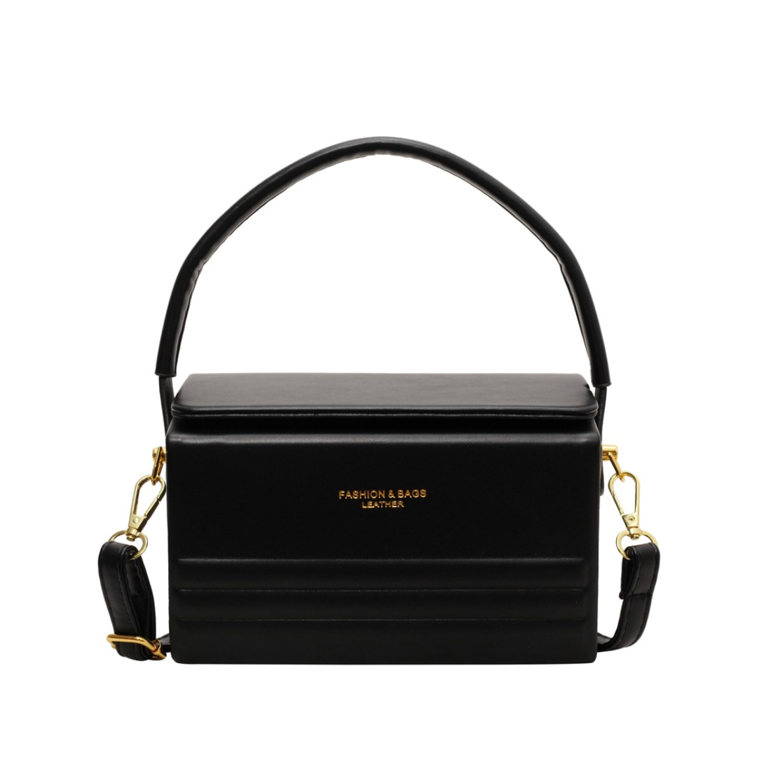 Striped Letter Textured Hard Shell Crossbody Bag