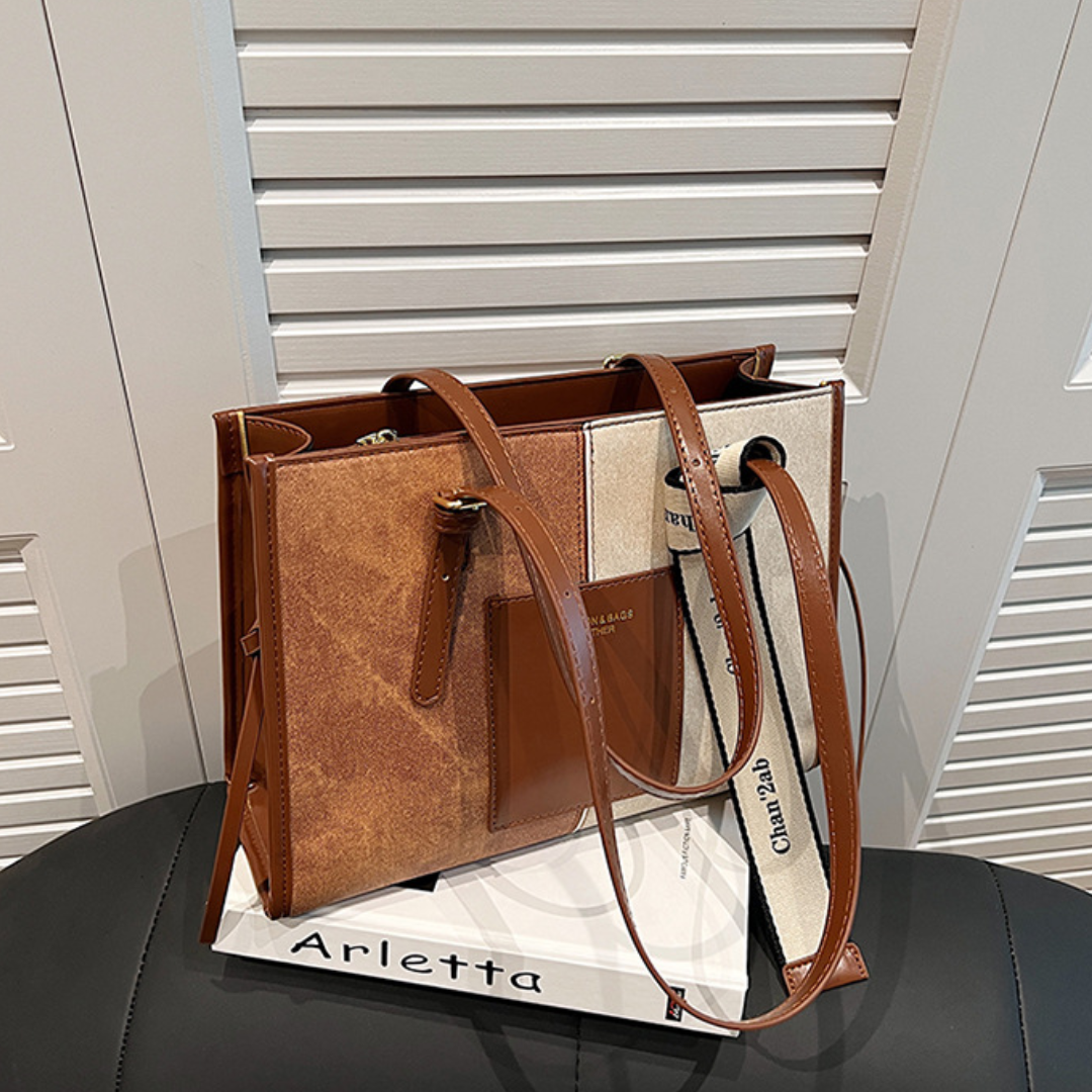 Contrast Color Underarm One-Shoulder Tote Bag