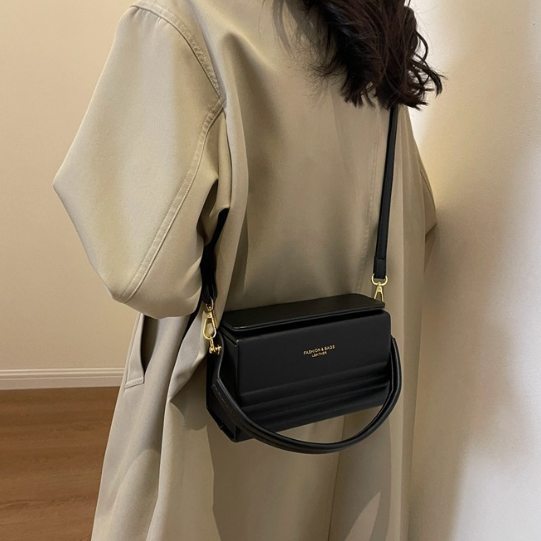 Striped Letter Textured Hard Shell Crossbody Bag