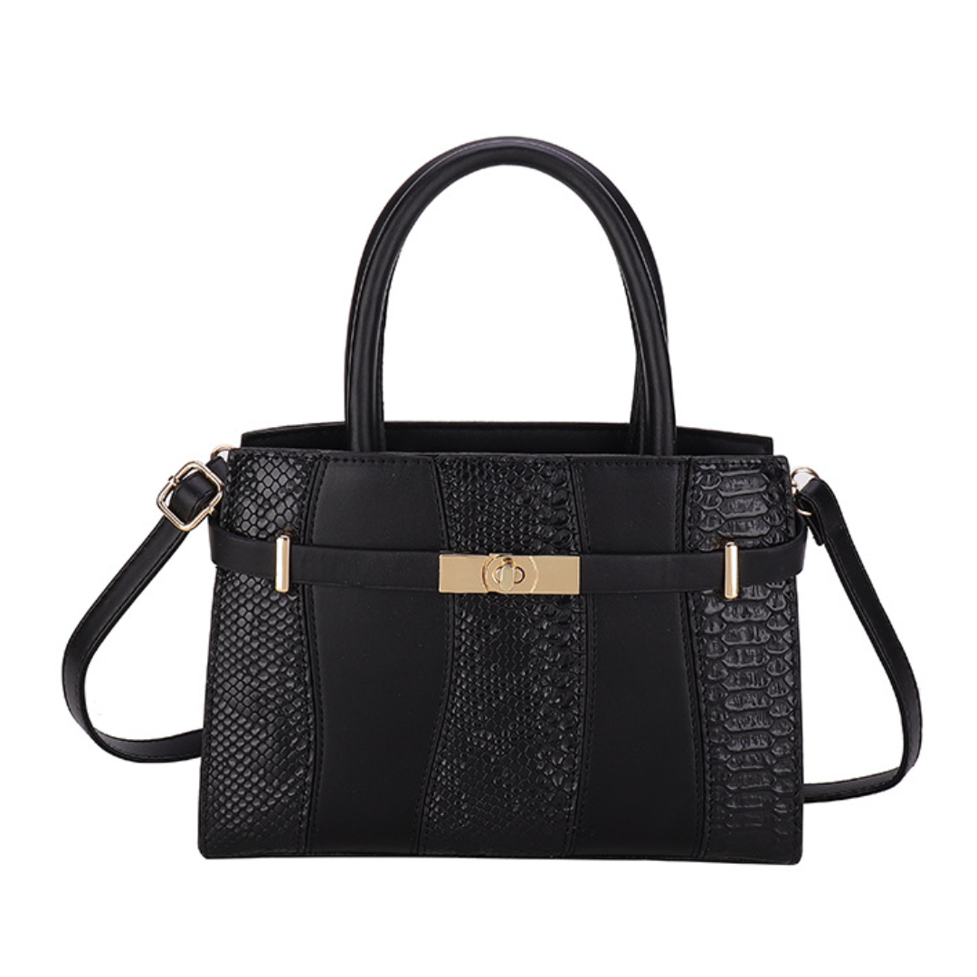 Contrast Stitch Snakeskin Kelly Style Handbag