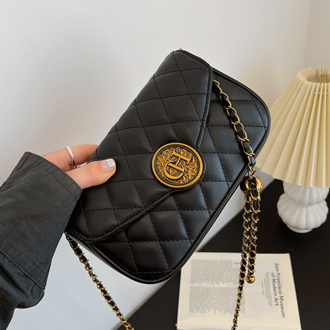 Pleated Chain Crossbody Square Bag