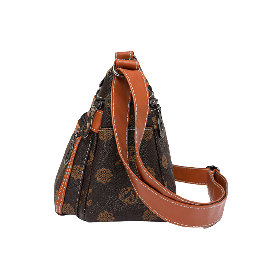 Retro Printed Multi-Zip Small Square Messenger