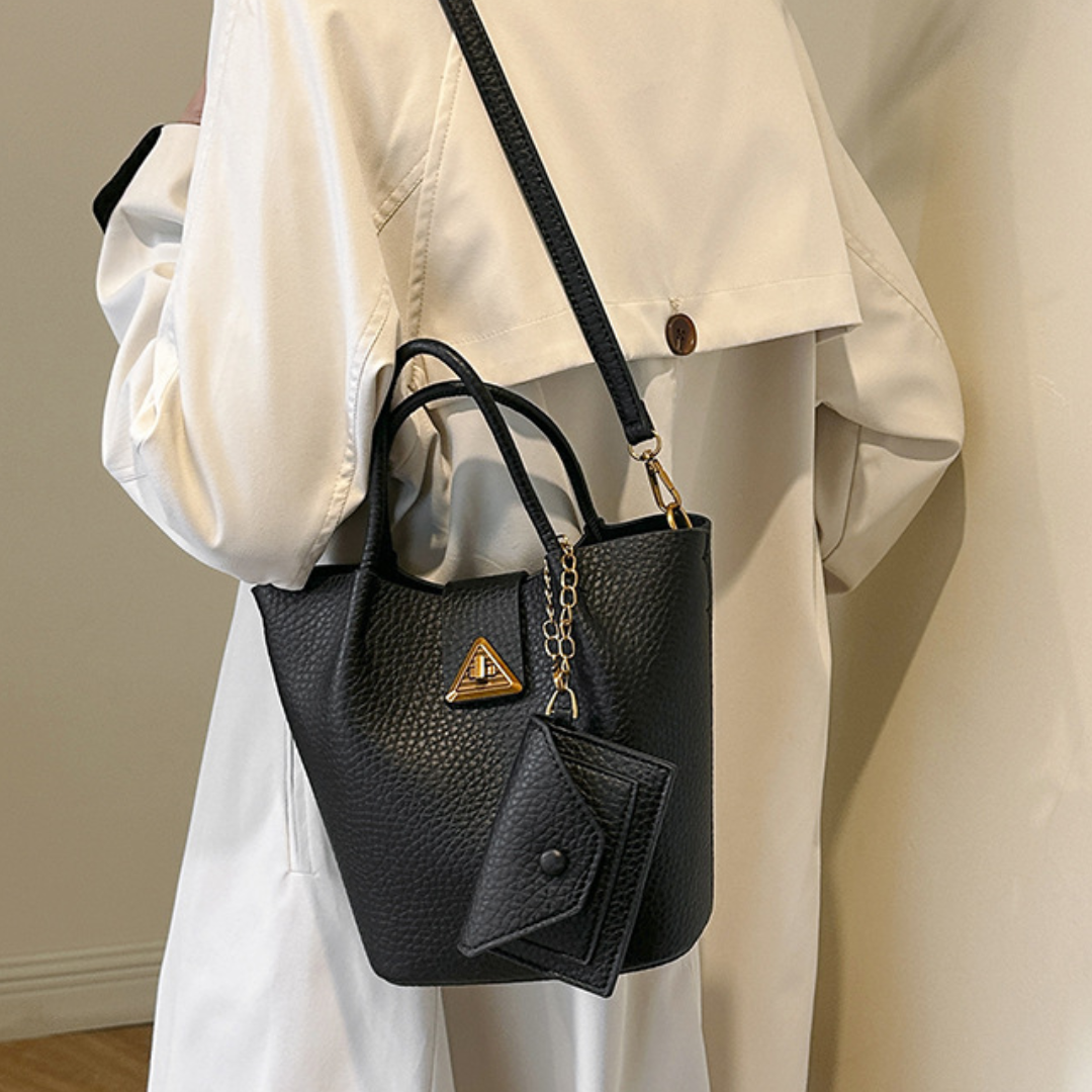 Retro Textured Bucket Messenger Handbag