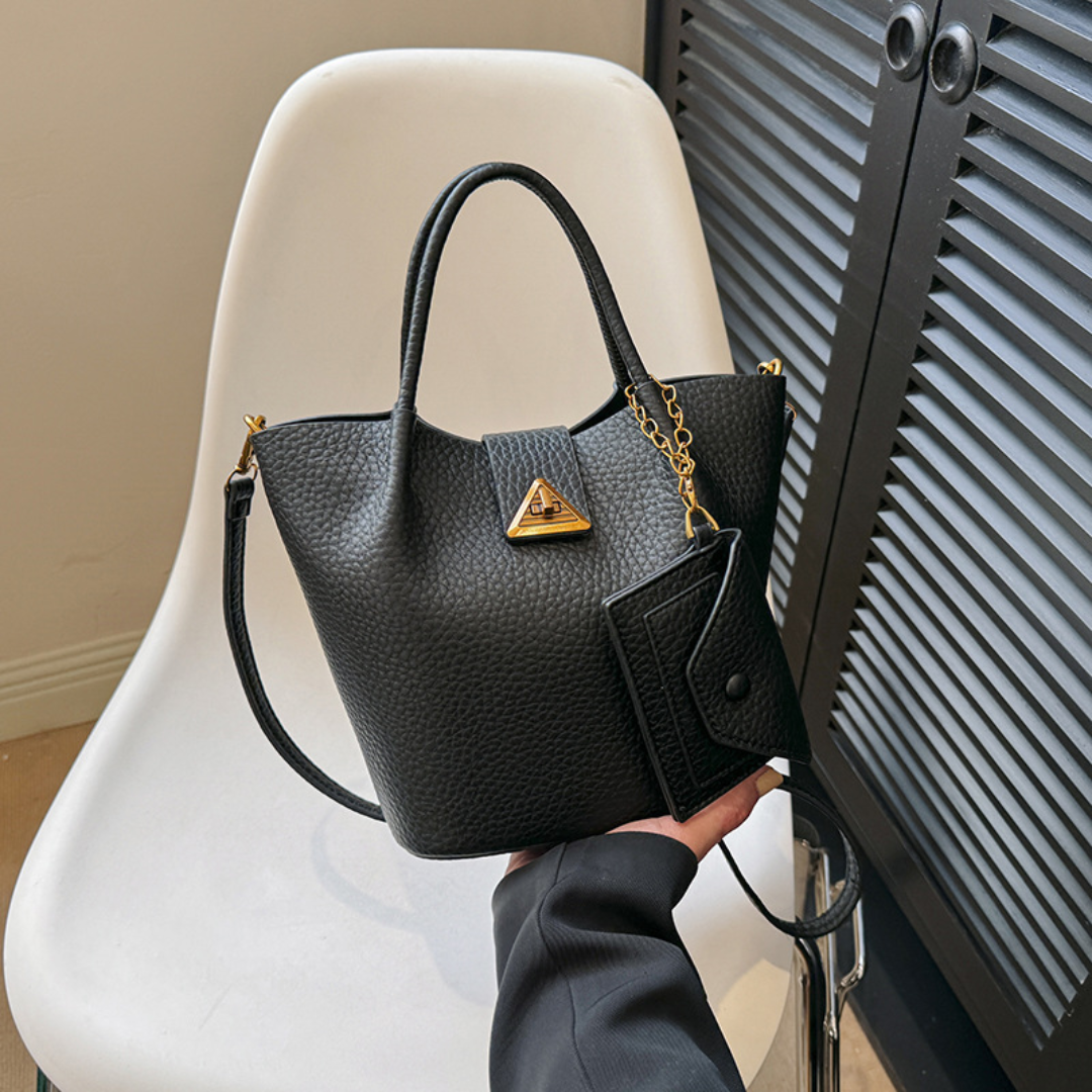 Retro Textured Bucket Messenger Handbag