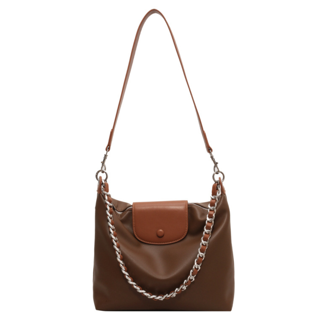 Retro Pleated Chain Shoulder Commuting Tote Bag
