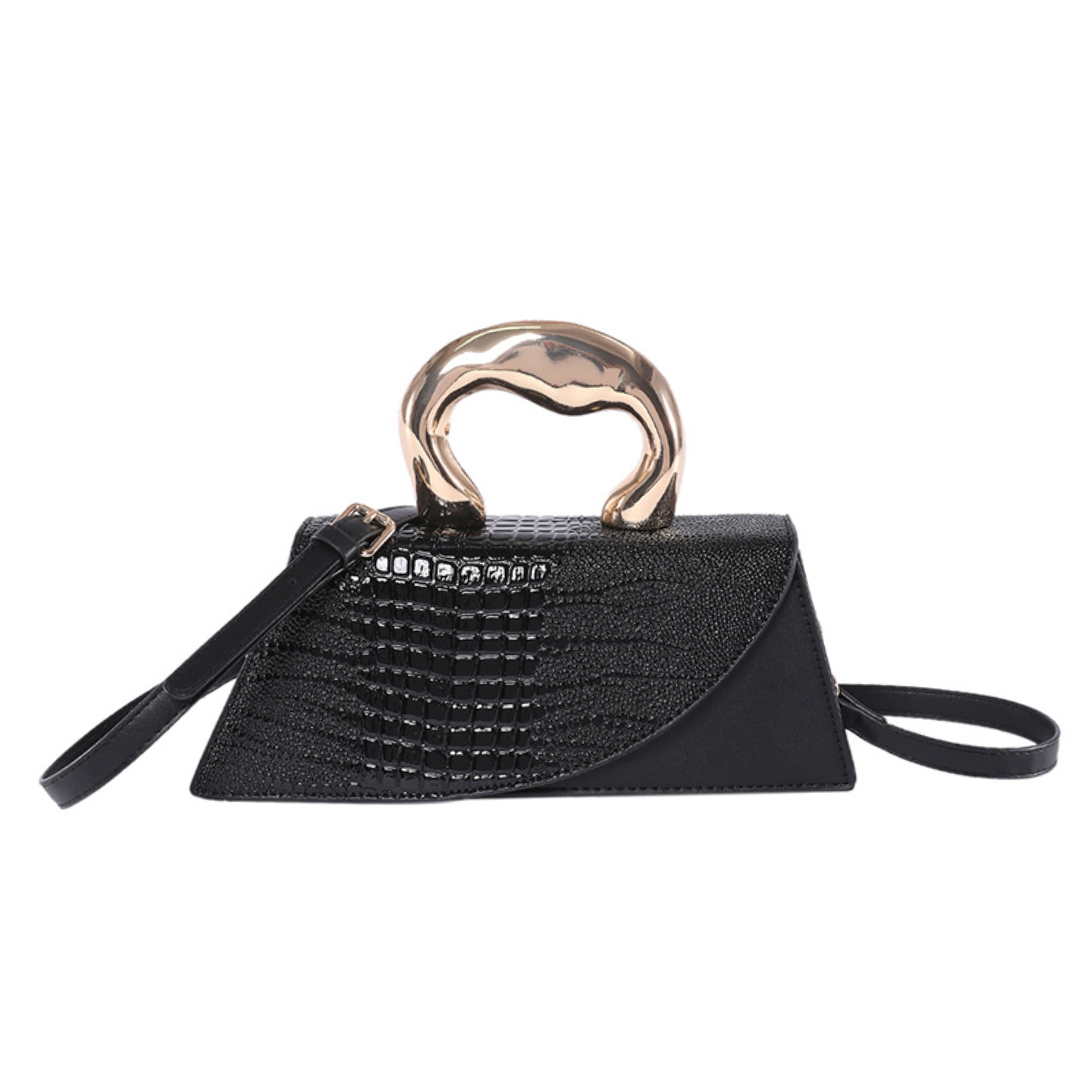Crocodile Pattern Patent Leather Crossbody Bag
