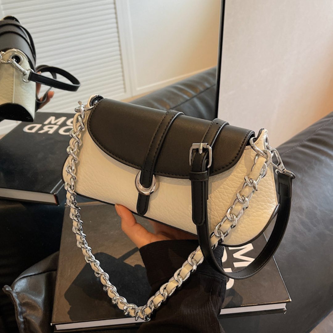 French Niche Chain Underarm Contrast Baguette Bag