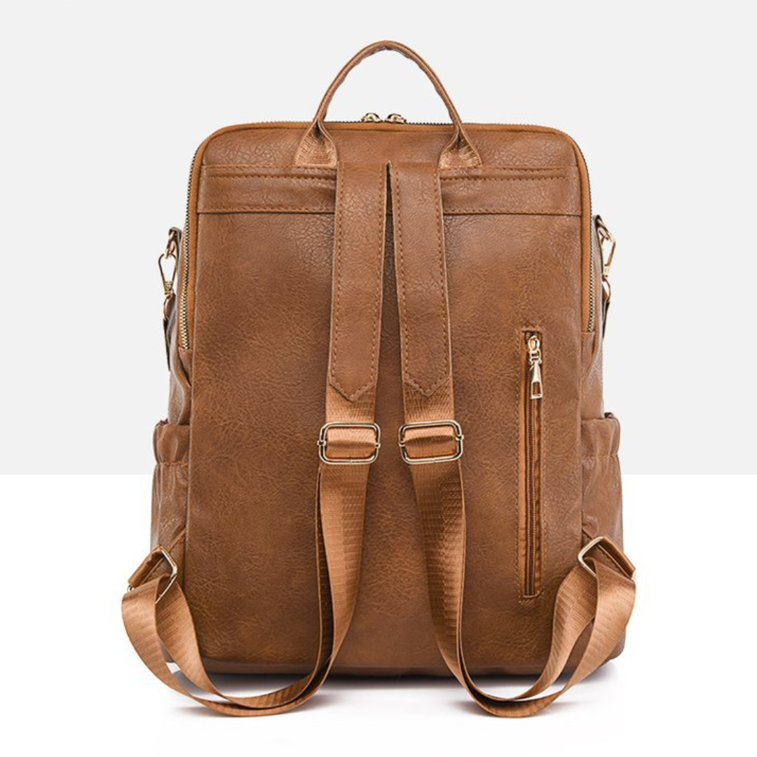 Retro Soft Leather Multi-Compartment Ladies Backpack