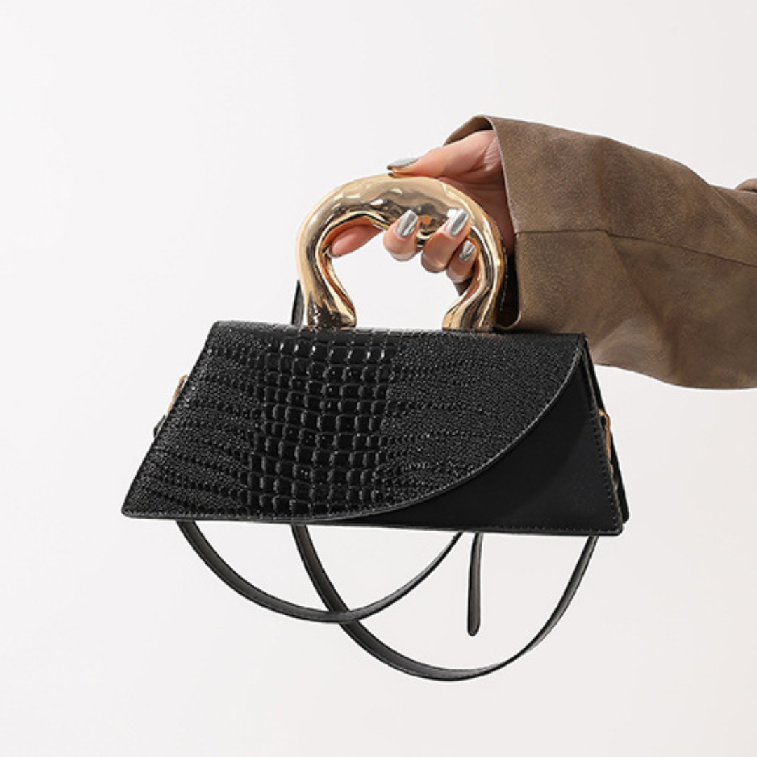 Crocodile Pattern Patent Leather Crossbody Bag