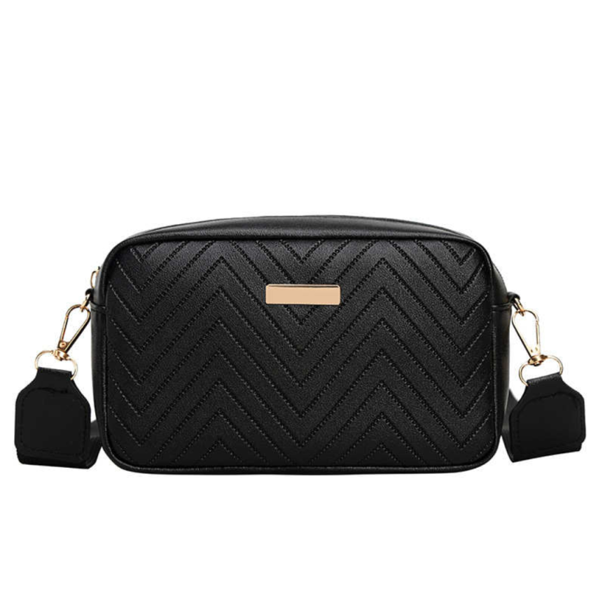 Wave Pattern Embroidered Camera Crossbody Bag