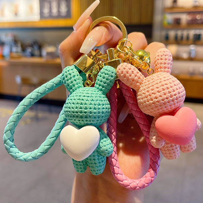 Heart Rabbit Resin Bag Charm