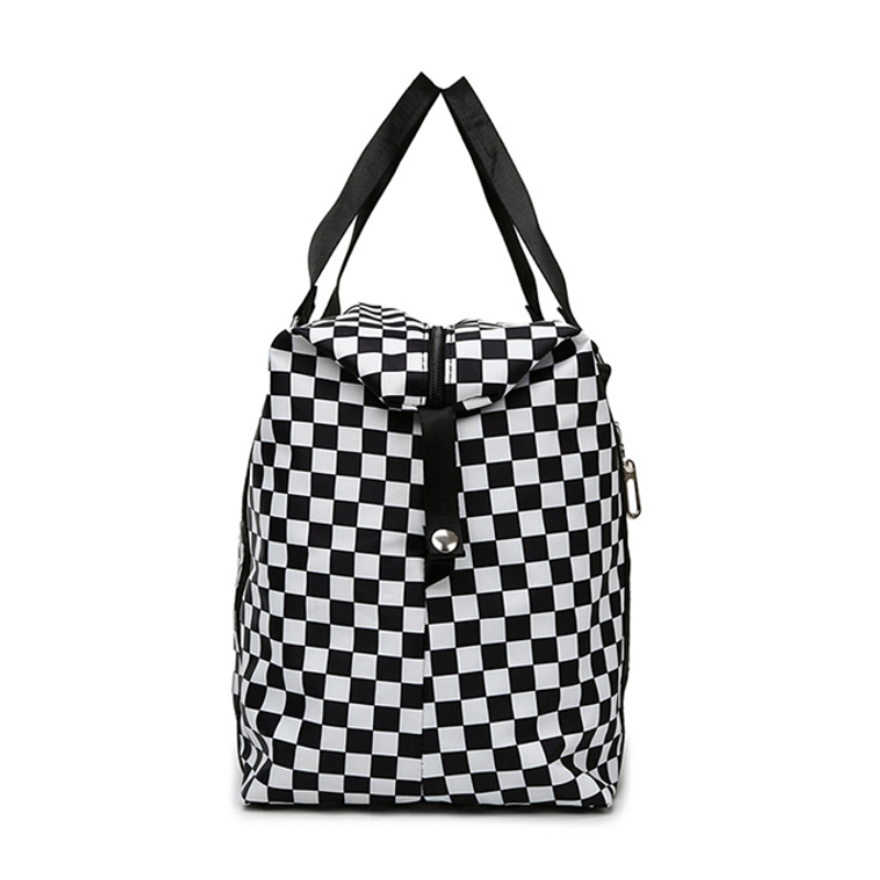 Plaid Oxford Gym Bag with Dry and Wet Separation
