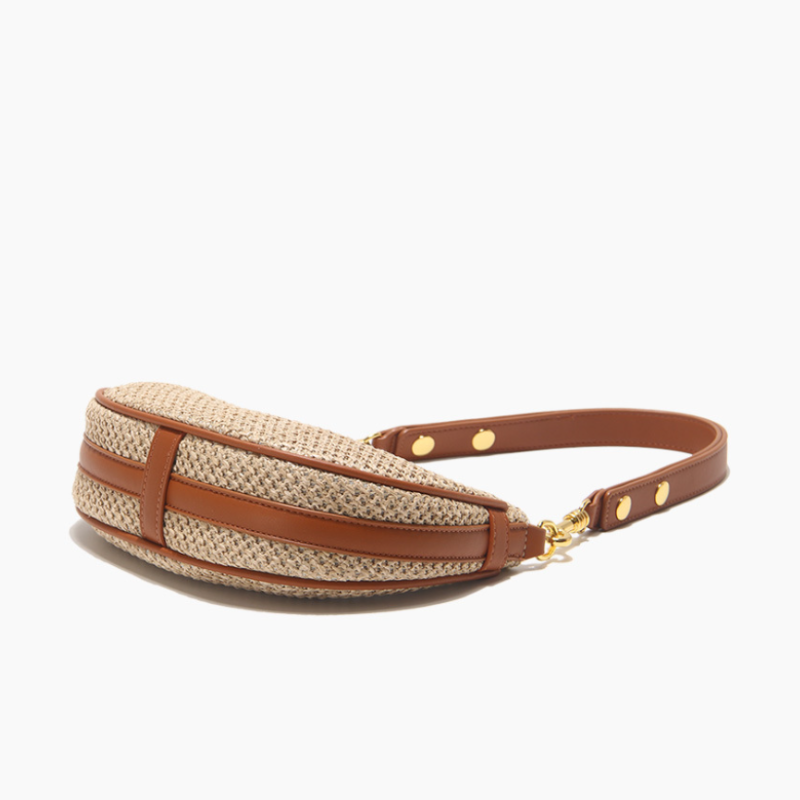Straw Moon Woven Shoulder Bag