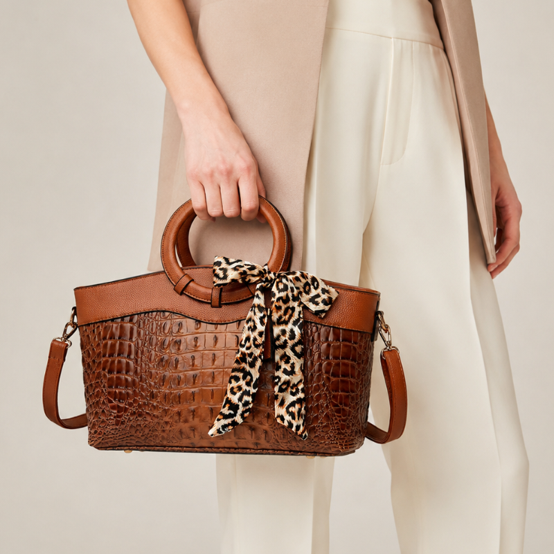 Crocodile Bow Classic Handbag