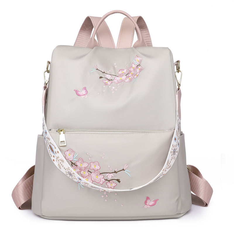 Ethnic Style Embroidered Canvas Oxford Travel Backpack