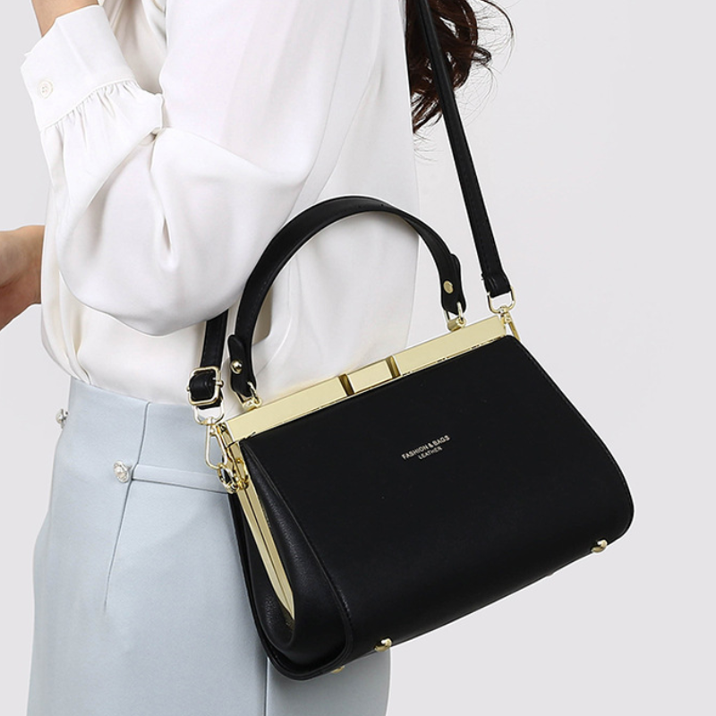 Structured Frame Top Handle Handbag