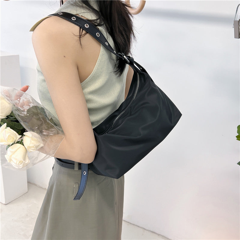 Textured Retro Nylon Underarm Crossbody Shoulder Bag