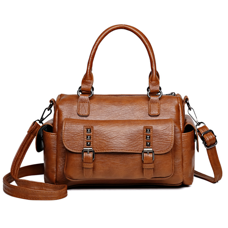 Retro large capacity shoulder crossbody bag with vintage details