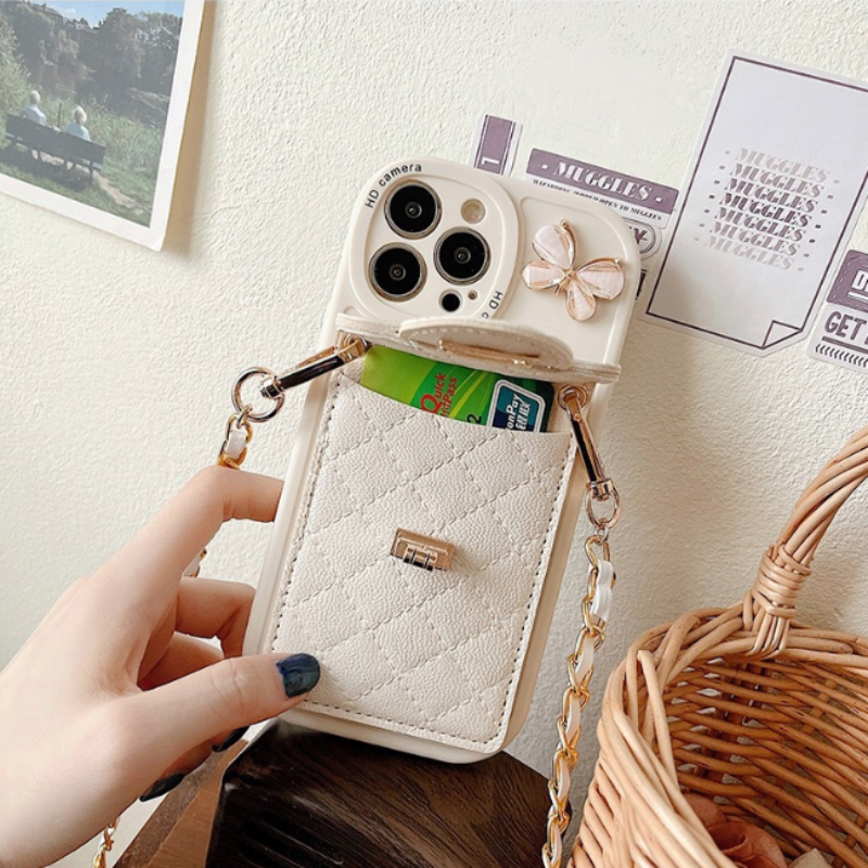 Butterfly Quilted Chain Card Holder iPhone Case