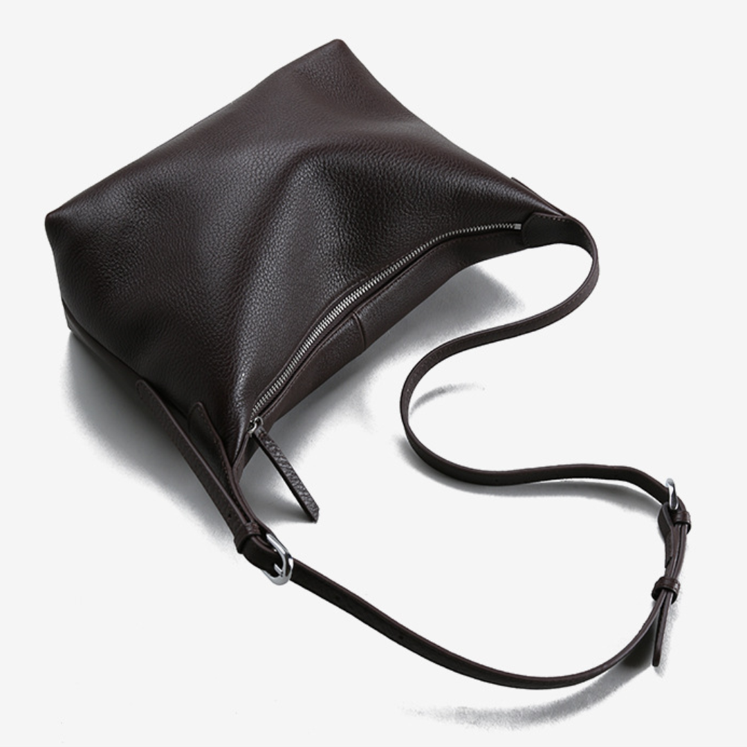 Large Genuine Leather Hobo Dumpling Shoulder Bag