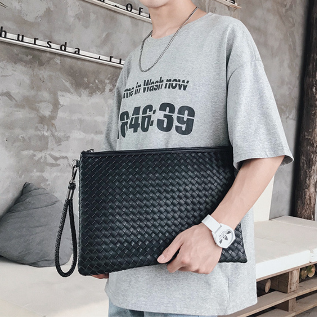 Trendy Hand-Woven PU Leather Laptop Sleeve