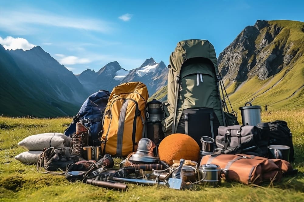 backpack in Sri Lankan mountain range