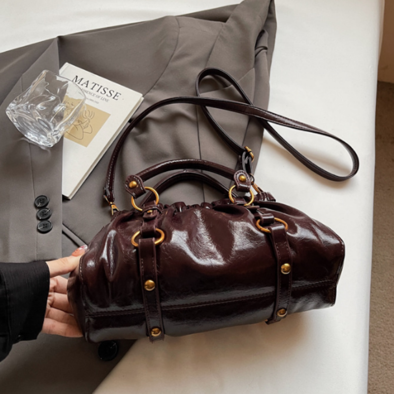 Vintage Ruched Leather Handbag