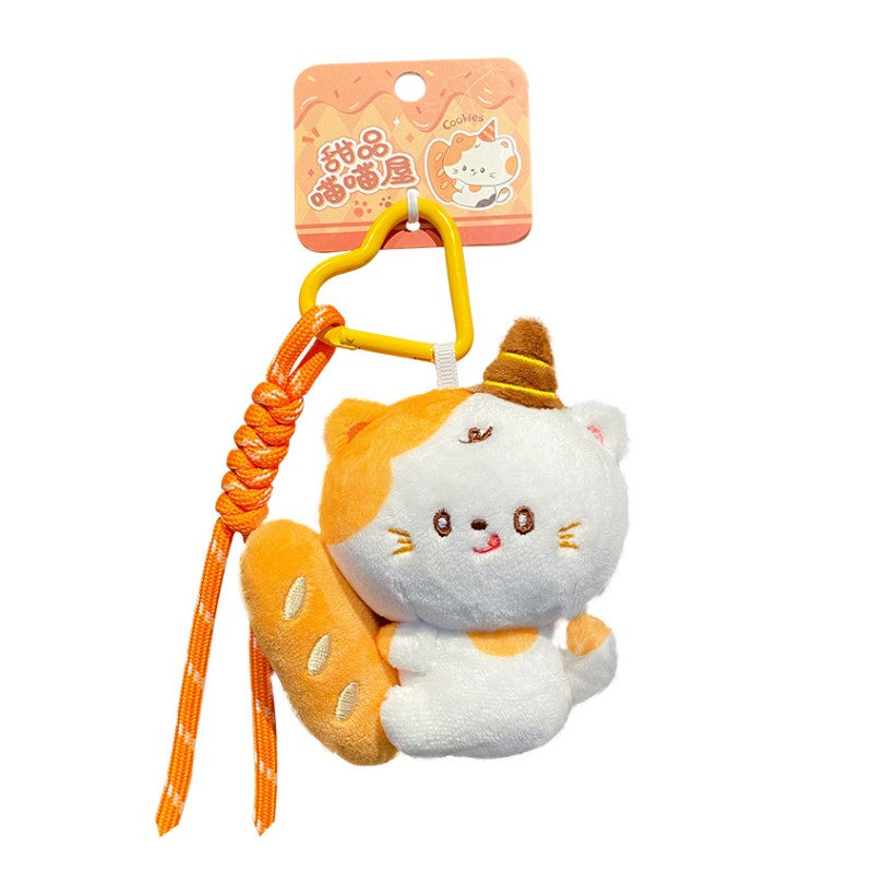 Ice cream cat plush bag charm with sweet design
