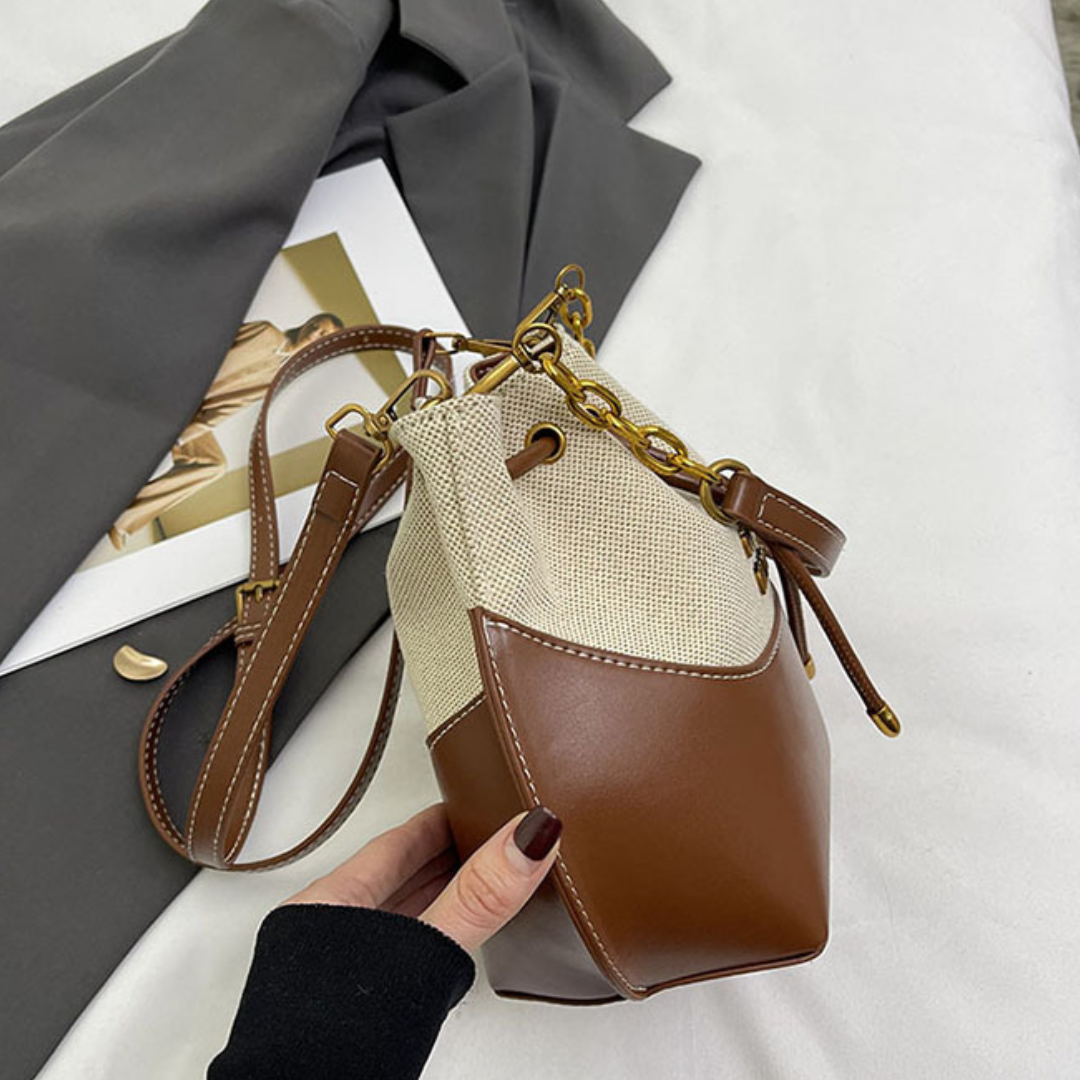 Trendy Canvas Contrast Bucket Bag