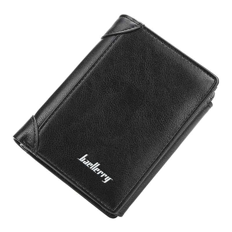 Men’s Tri Fold Leather Wallet with Zipper And Card Slots