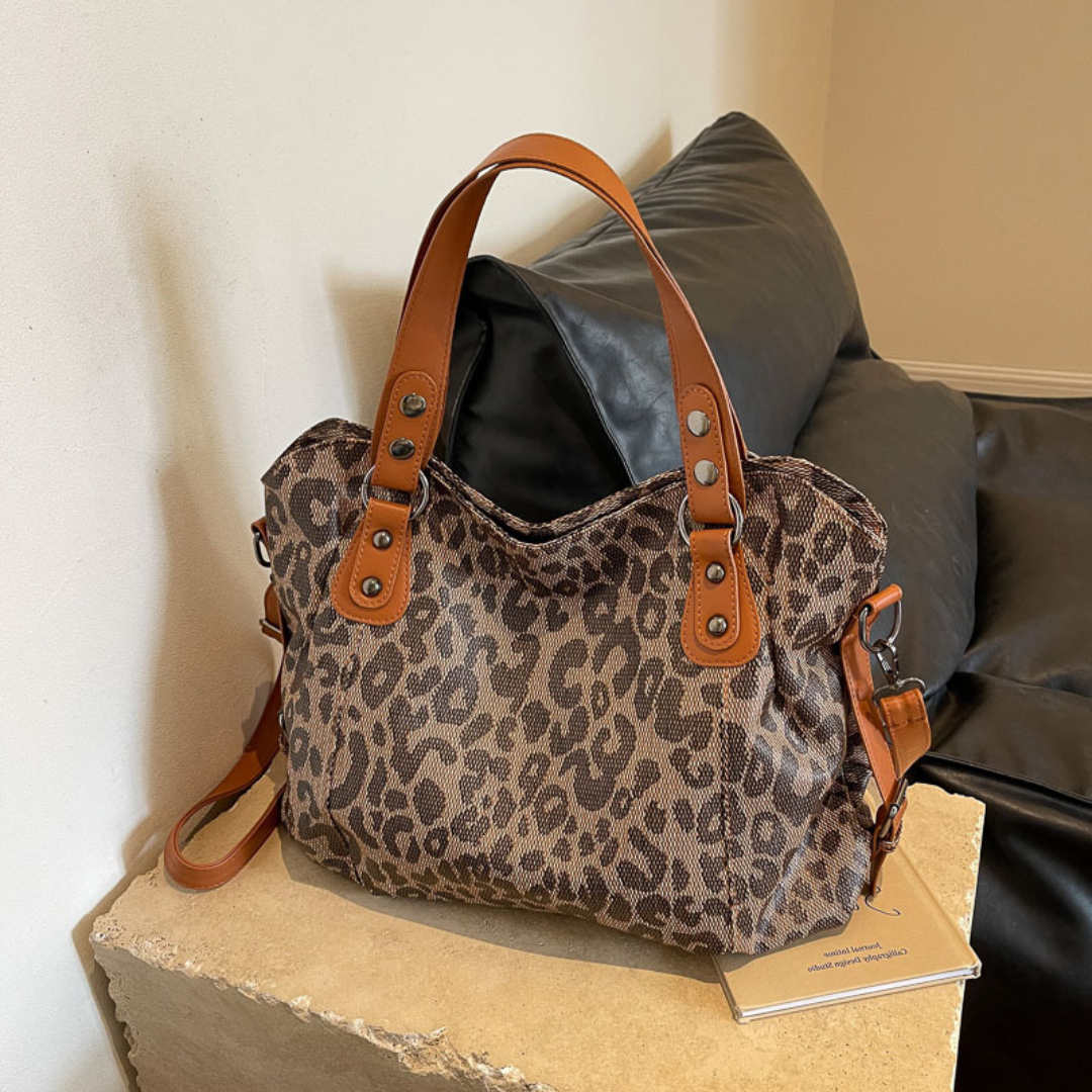 Leopard Chic Contrast Tote Bag