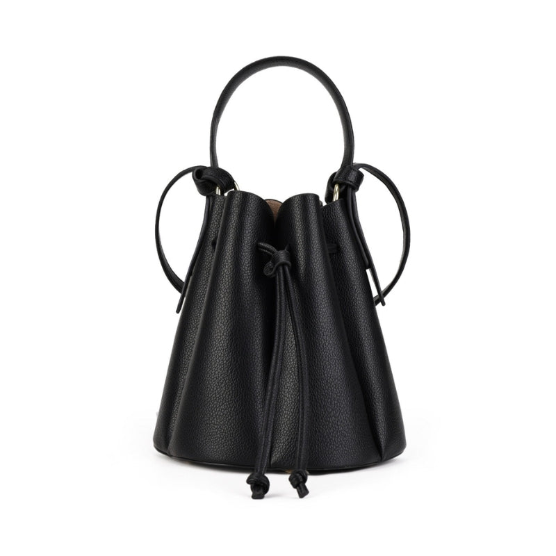Women's Sculpted Pebbled Leather Look Bucket Bag