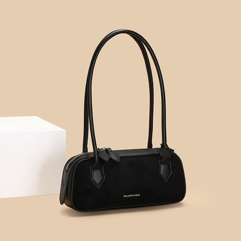 Women's Minimalist Suede Texture Cylinder Shoulder Bag