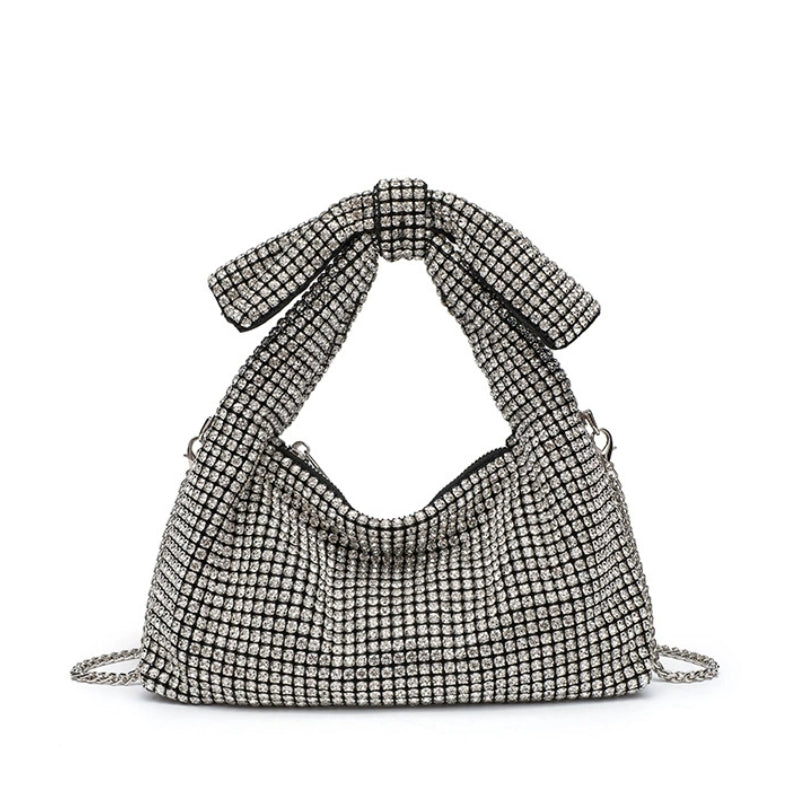 Sparkling Crystal Bow Accent Handbag
