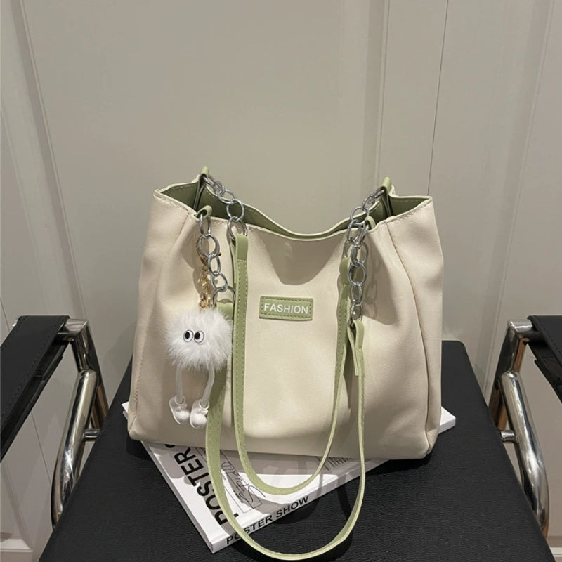 Women's Sleek Shoulder Bag with Chain Accents