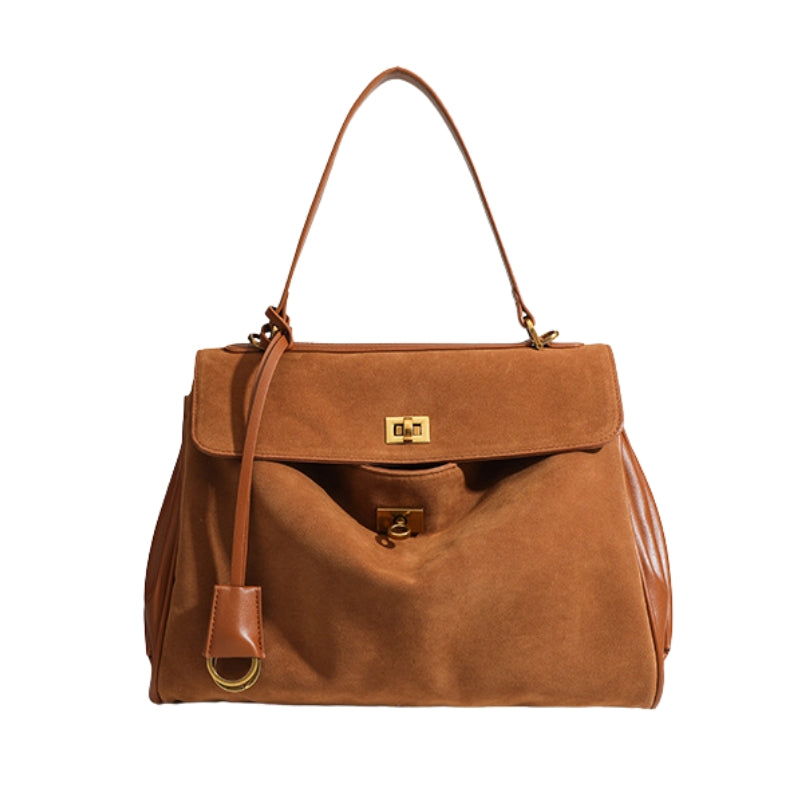 Nubiera Elite Lock Nubuck Leather Shoulder Bag
