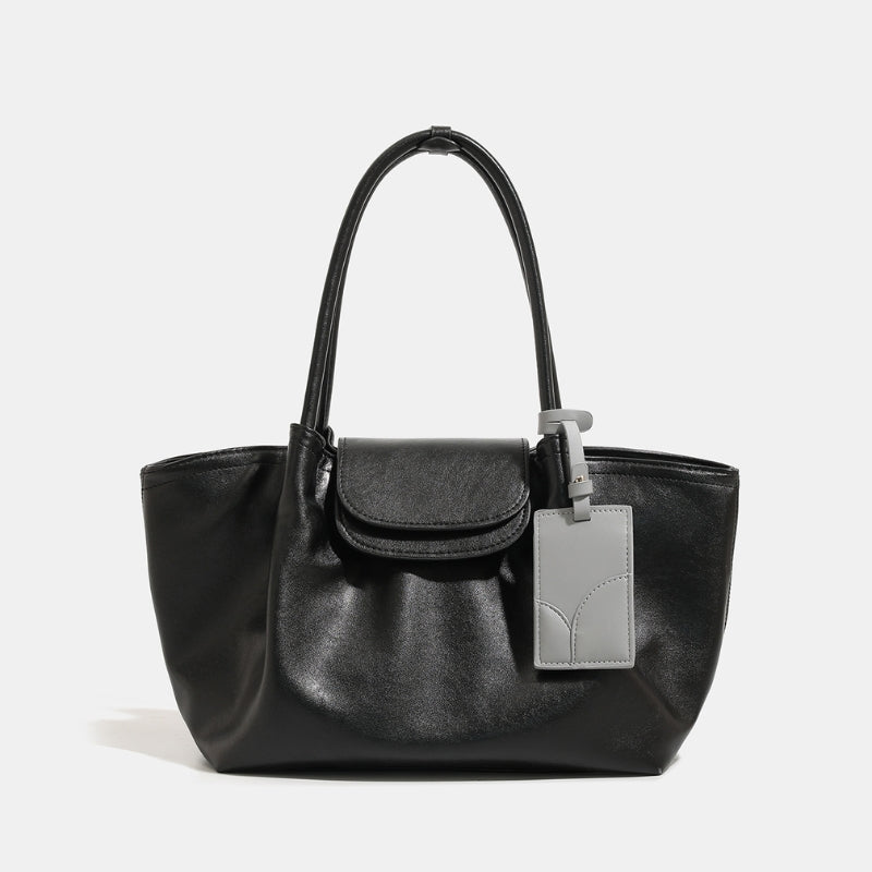 Women's Textured Leather Shoulder Bag with ID Tag