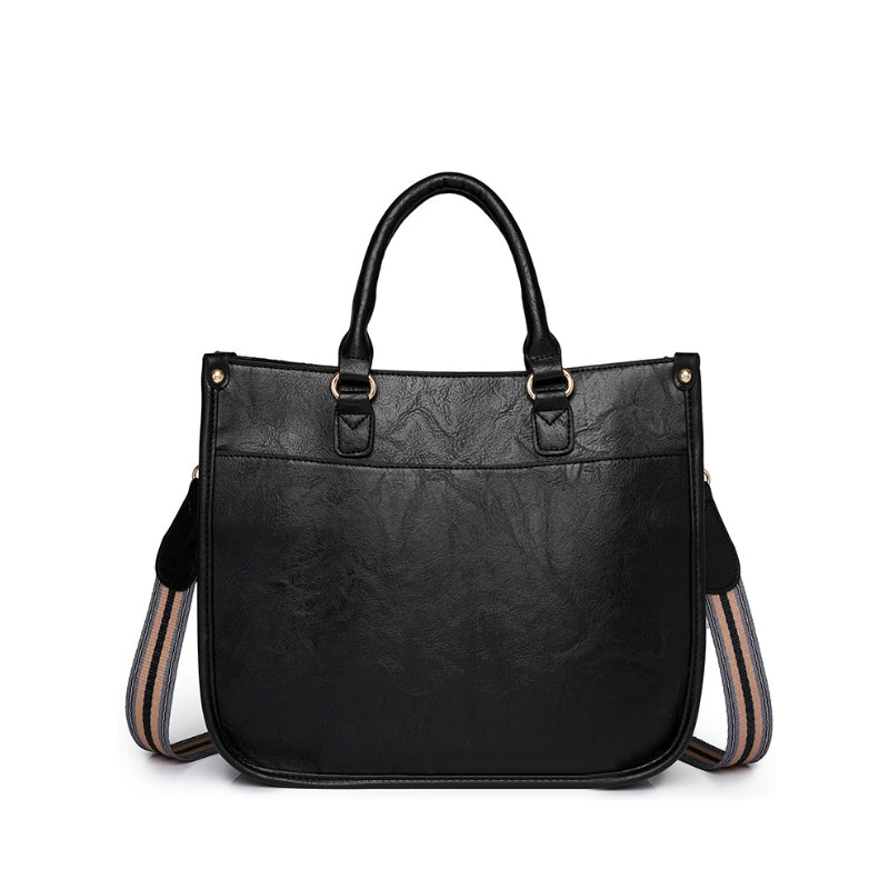 Modern Curved Twist Lock Asymmetrical Handbag
