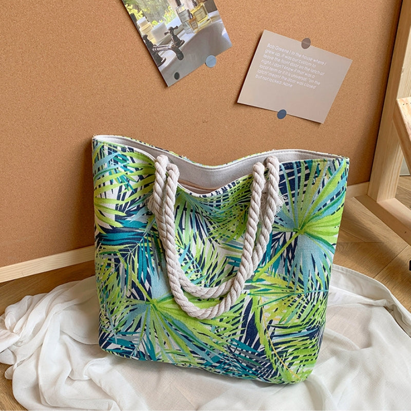 Women's Tropical Leaf Print Tote Bag
