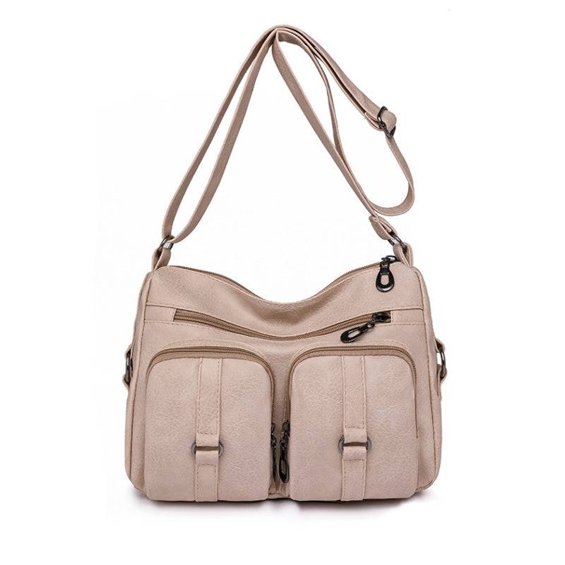Vintage Inspired Multi-Zip Shoulder Bag